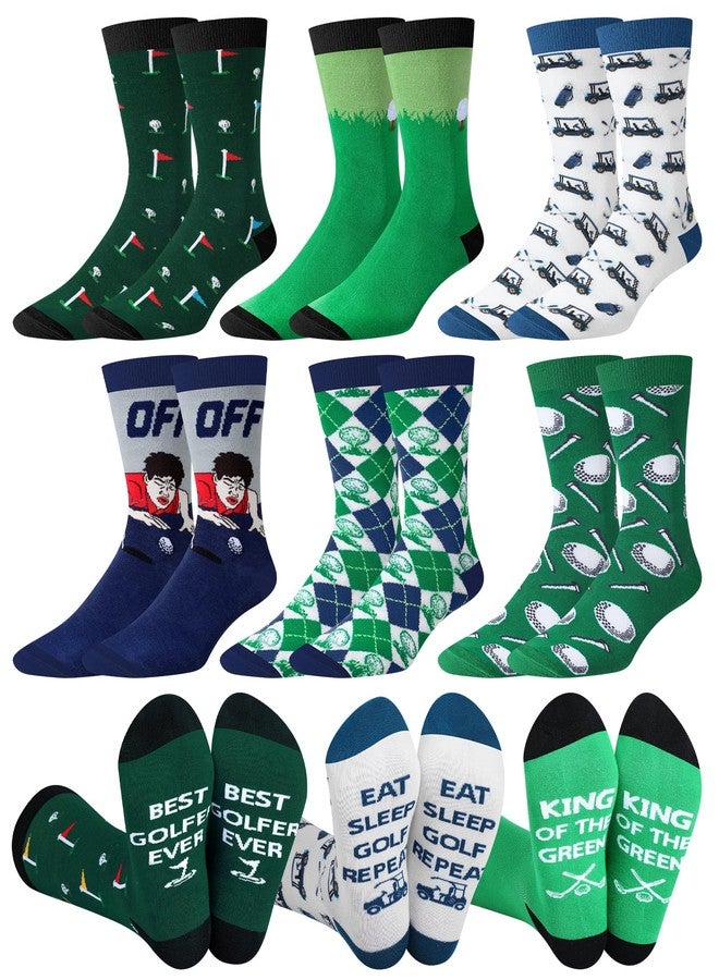 Croloose 6 Pairs Funny Golf Socks for Men Youth Novelty Casual Cotton Crew Socks Golf Lover Accessories Christmas Birthday Gifts for Golfers - Image 1